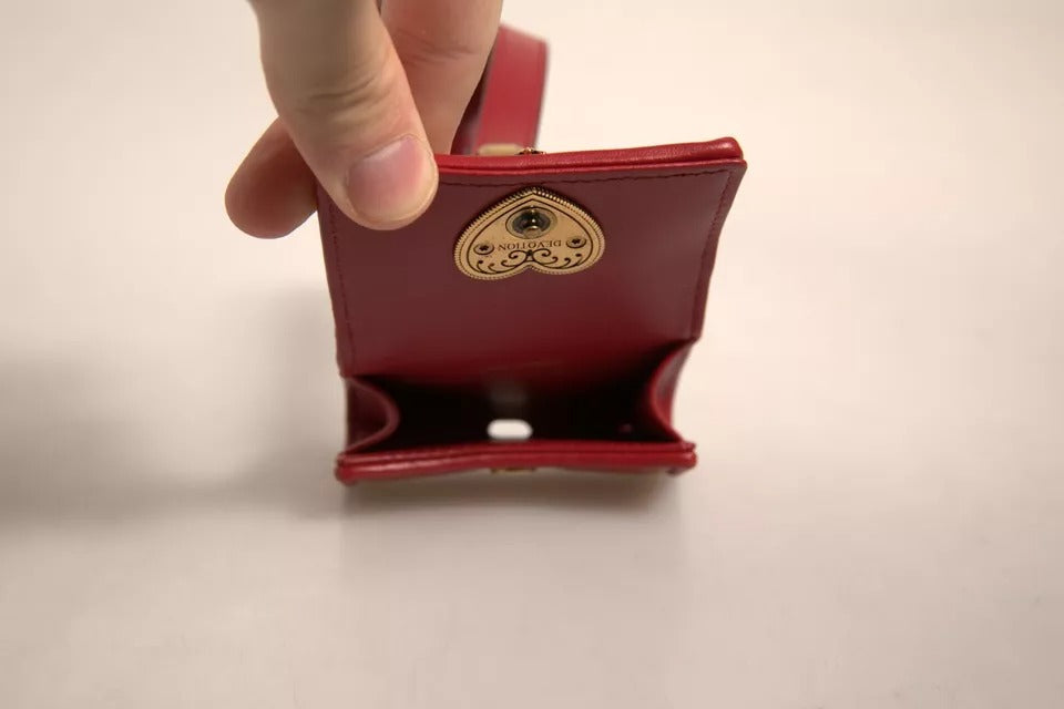 Dolce & Gabbana Black Leather Devotion Heart Strap Airpod Case - Eljoys Fashion 