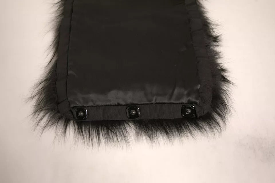 Dolce & Gabbana Black Fur Shoulder Collar Wrap Shawl Scarf Dolce & Gabbana