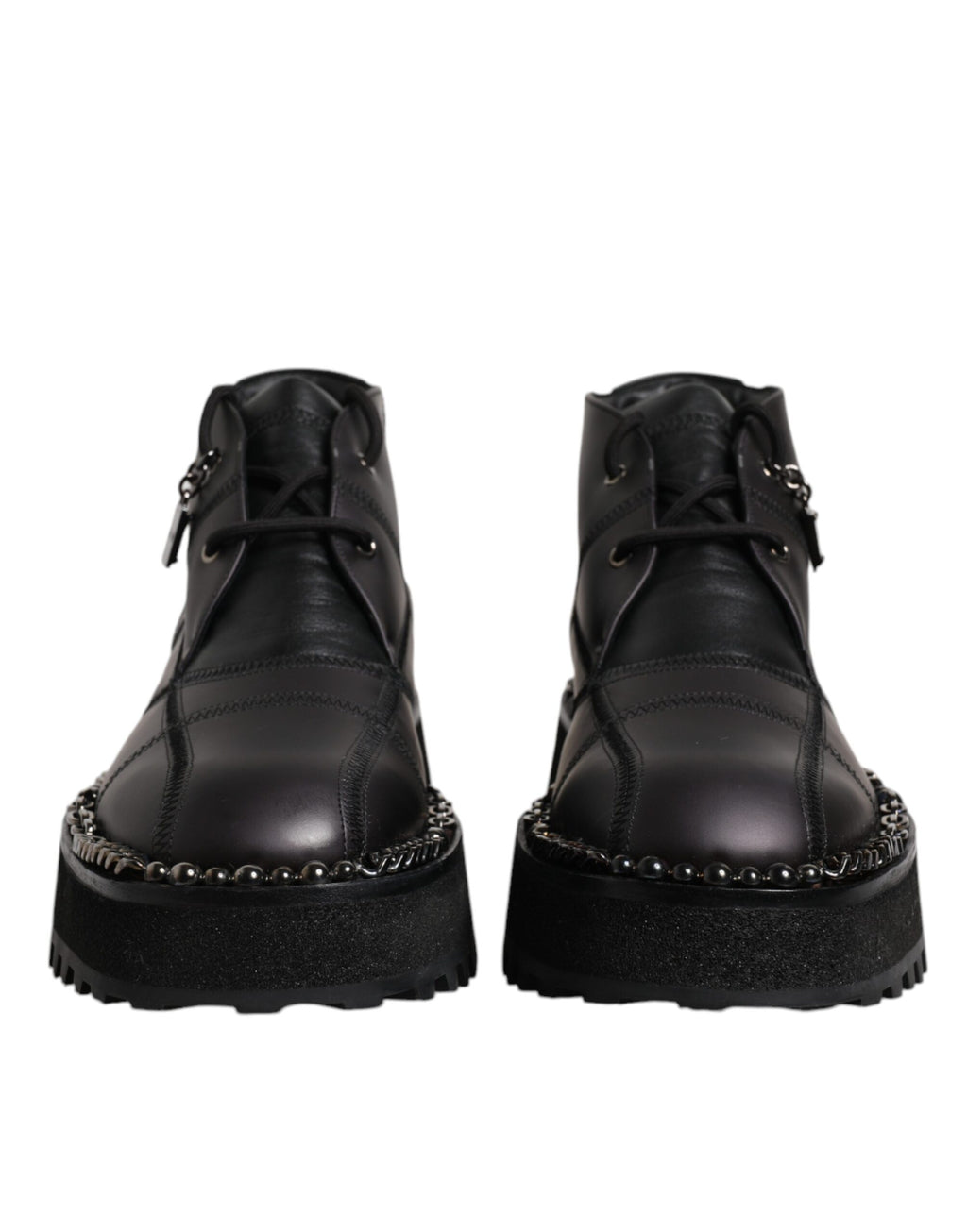Dolce & Gabbana Black Leather Lace Up Ankle Boots Shoes - Eljoys Fashion 