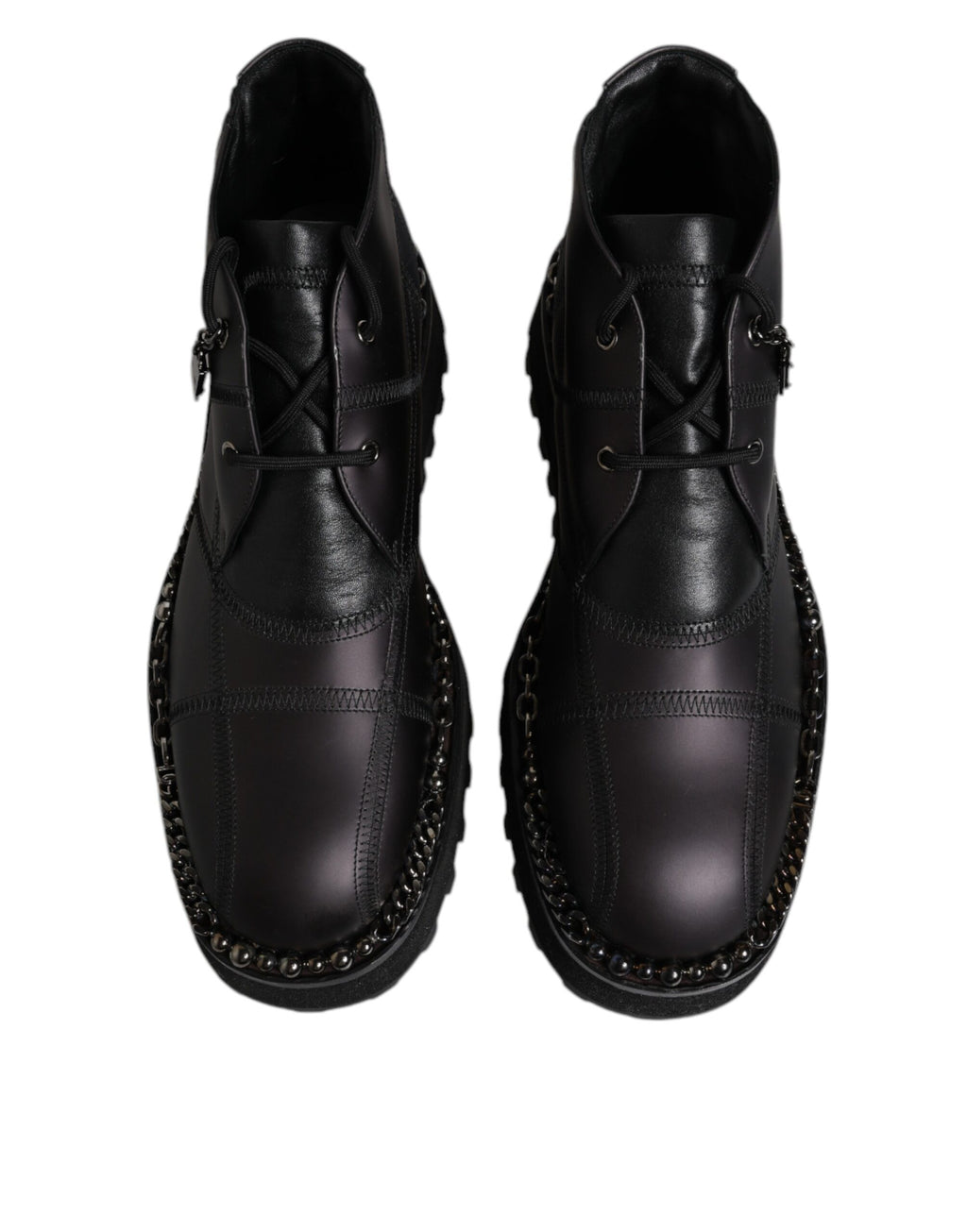 Dolce & Gabbana Black Leather Lace Up Ankle Boots Shoes - Eljoys Fashion 