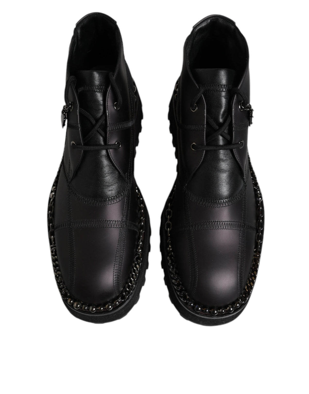 Dolce & Gabbana Black Leather Lace Up Ankle Boots Shoes - Eljoys Fashion 