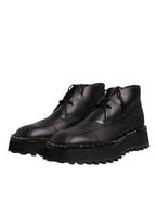 Dolce & Gabbana Black Leather Lace Up Ankle Boots Shoes - Eljoys Fashion 