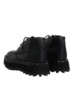 Dolce & Gabbana Black Leather Lace Up Ankle Boots Shoes - Eljoys Fashion 