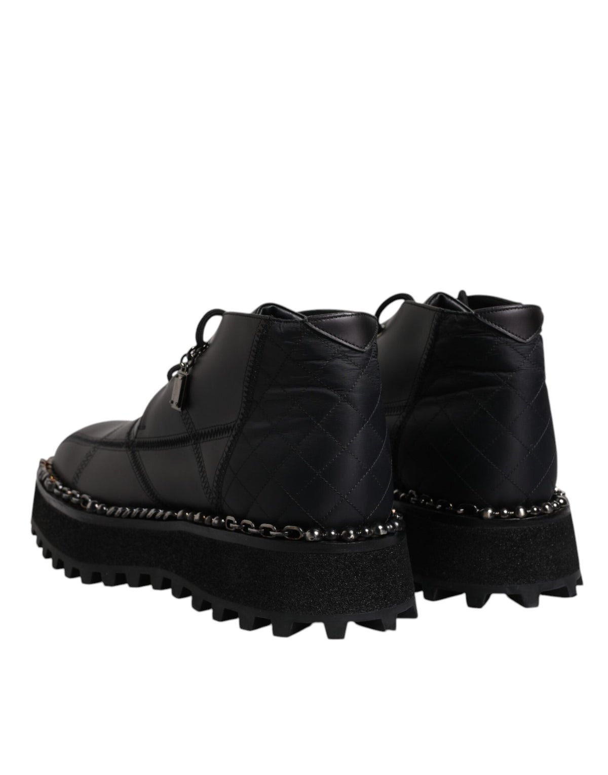 Dolce & Gabbana Black Leather Lace Up Ankle Boots Shoes - Eljoys Fashion 