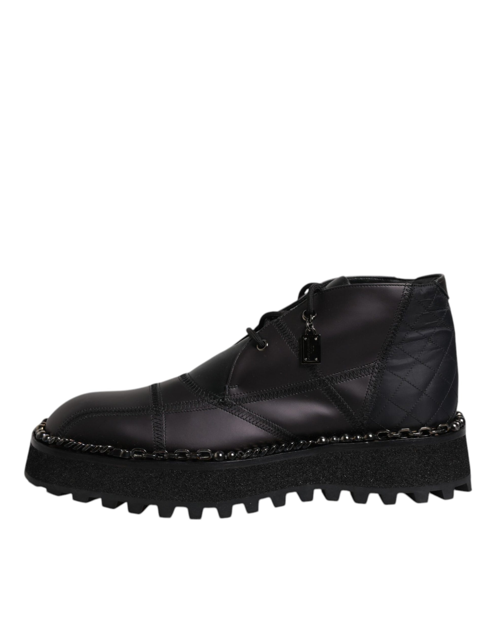 Dolce & Gabbana Black Leather Lace Up Ankle Boots Shoes Dolce & Gabbana