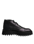 Dolce & Gabbana Black Leather Lace Up Ankle Boots Shoes - Eljoys Fashion 