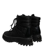 Dolce & Gabbana Black Padded Mid Calf Lace Up Boots Shoes - Eljoys Fashion 