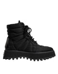 Dolce & Gabbana Black Padded Mid Calf Lace Up Boots Shoes - Eljoys Fashion 