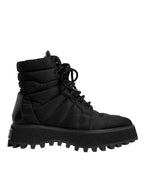 Dolce & Gabbana Black Padded Mid Calf Lace Up Boots Shoes - Eljoys Fashion 