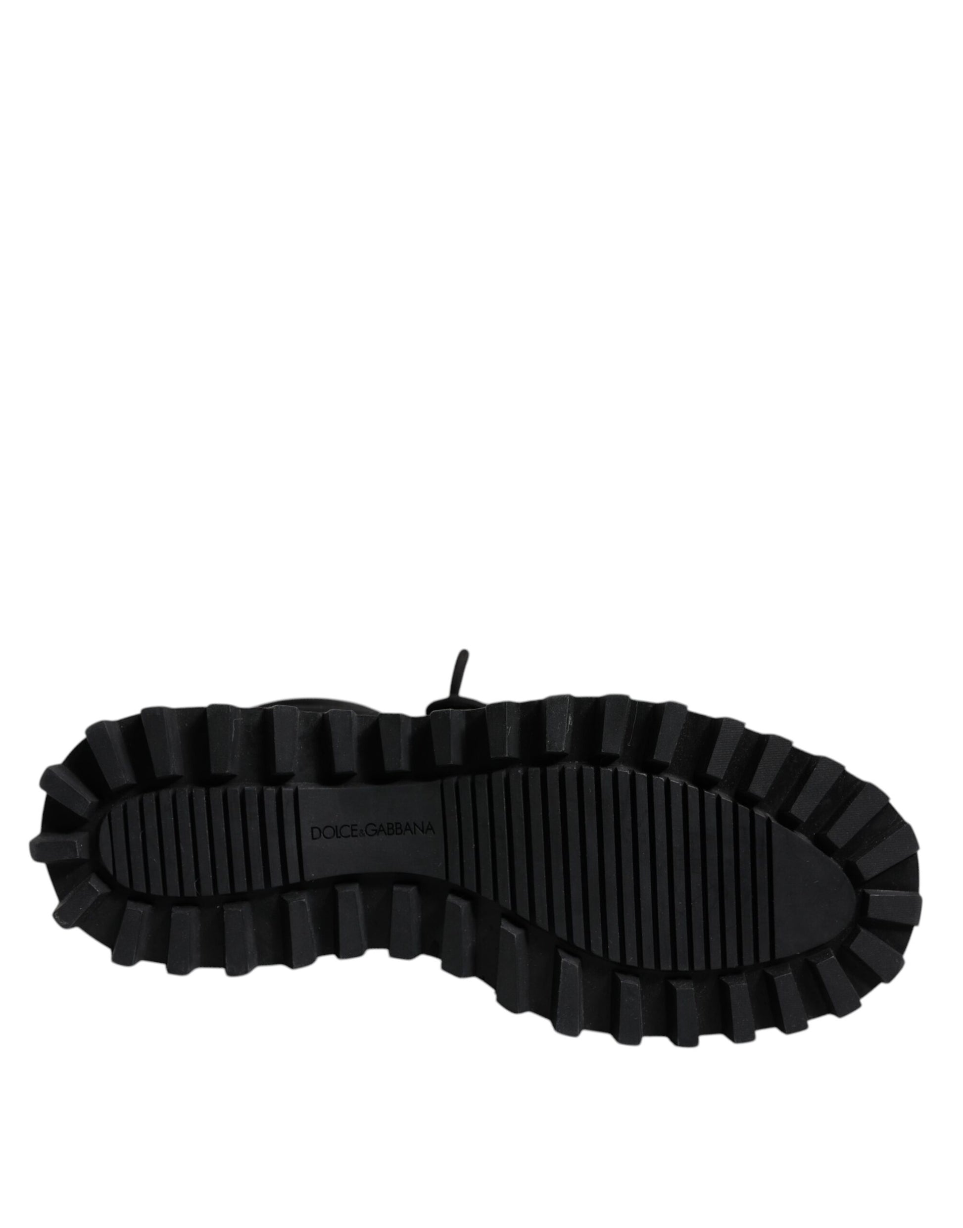 Dolce & Gabbana Black Padded Mid Calf Lace Up Boots Shoes Dolce & Gabbana