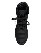 Dolce & Gabbana Black Padded Mid Calf Lace Up Boots Shoes - Eljoys Fashion 