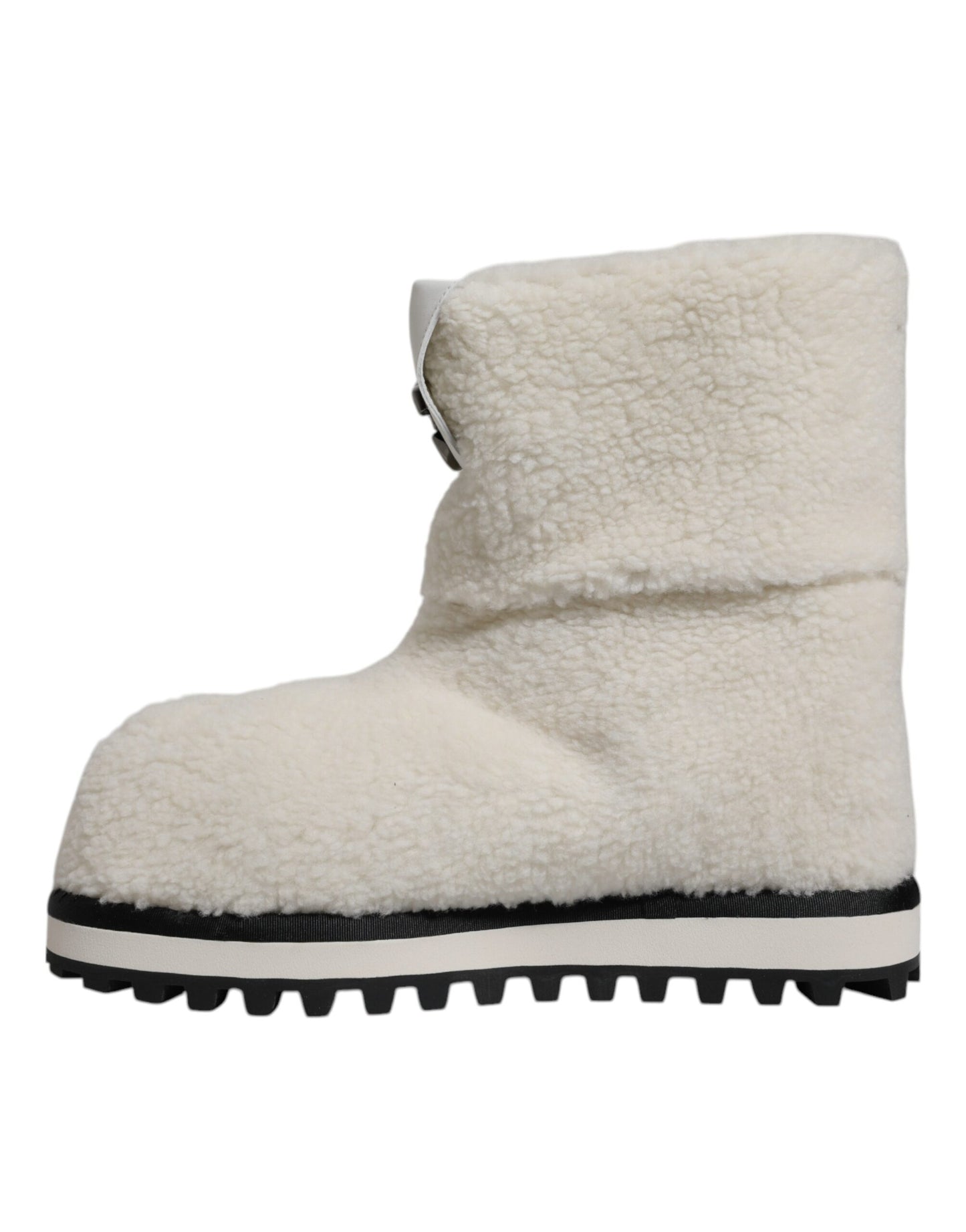 Dolce & Gabbana White Plush Logo Padded Mid Calf Boots Shoes Dolce & Gabbana