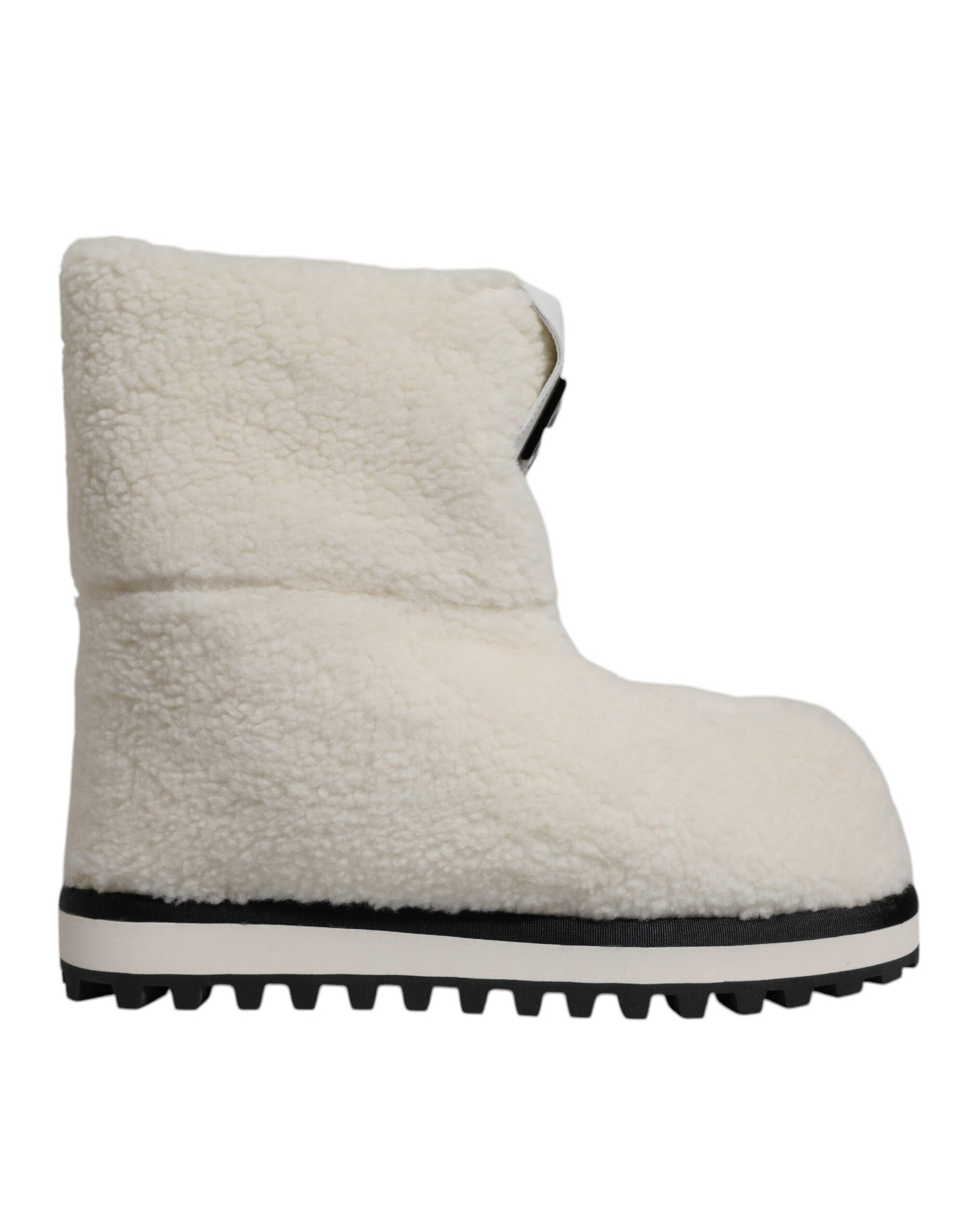 Dolce & Gabbana White Plush Logo Padded Mid Calf Boots Shoes Dolce & Gabbana