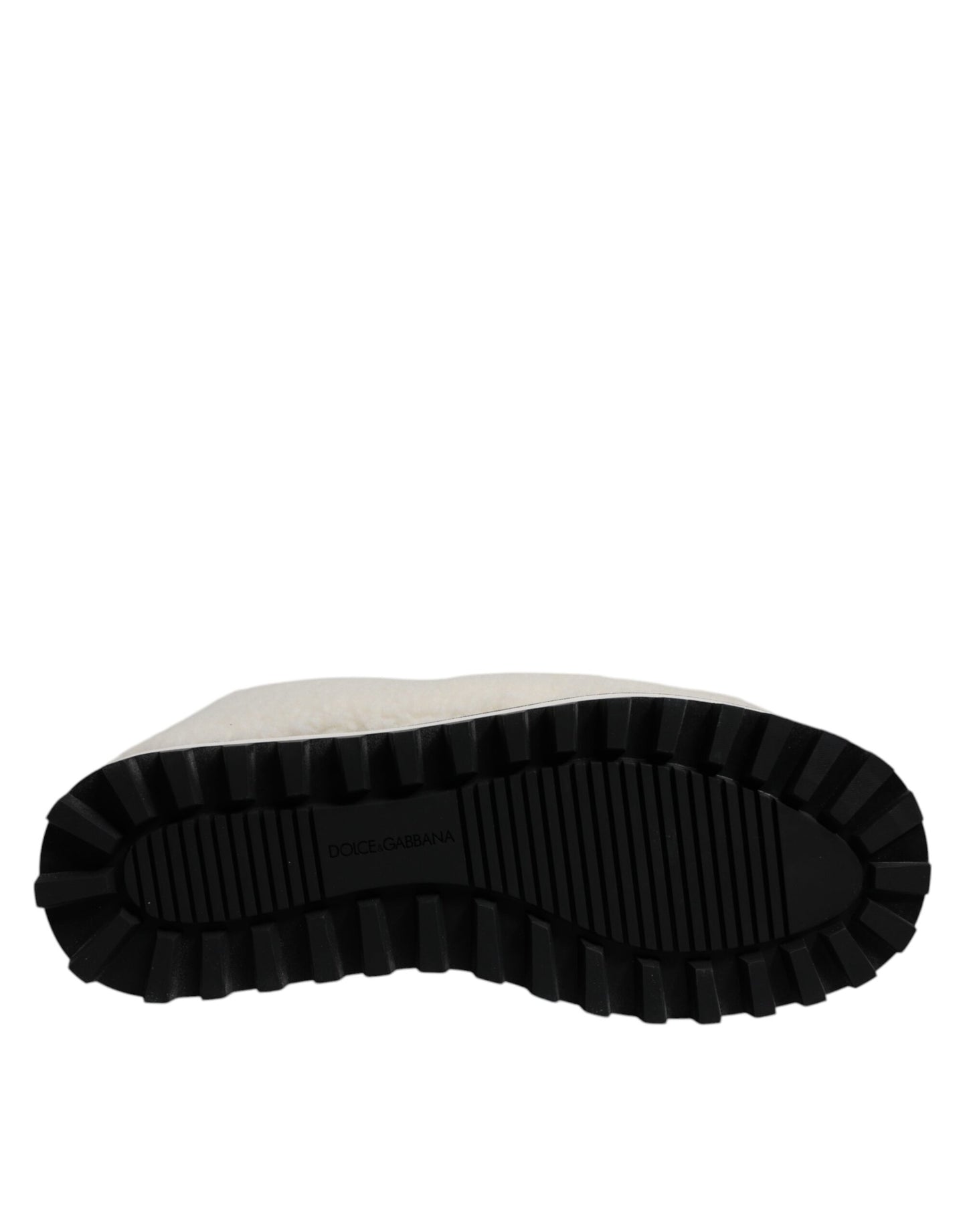 Dolce & Gabbana White Plush Logo Padded Mid Calf Boots Shoes Dolce & Gabbana