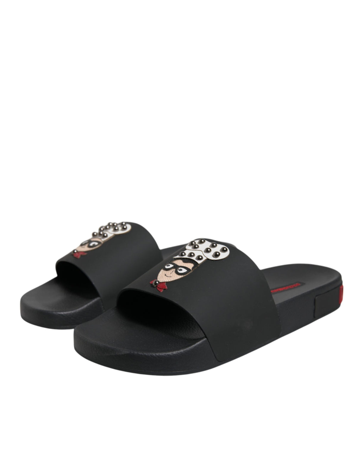 Dolce & Gabbana Black Leather Slides Sandals Beachwear Shoes - Eljoys Fashion 