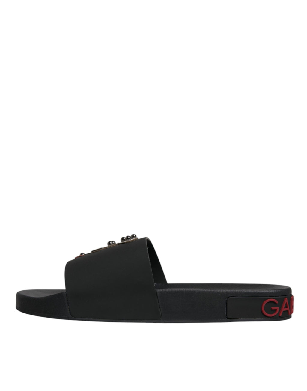 Dolce & Gabbana Black Leather Slides Sandals Beachwear Shoes - Eljoys Fashion 