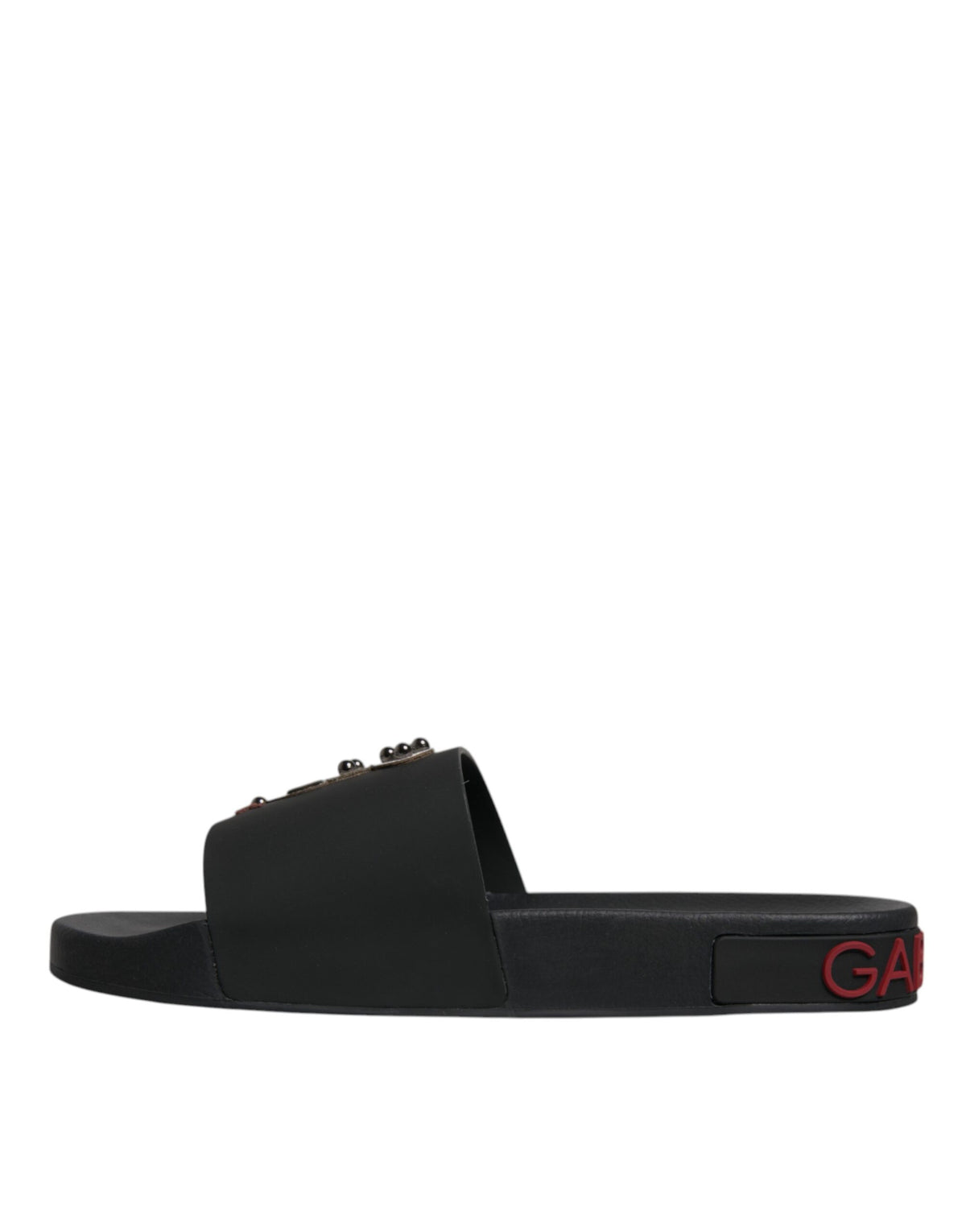 Dolce & Gabbana Black Leather Slides Sandals Beachwear Shoes - Eljoys Fashion 