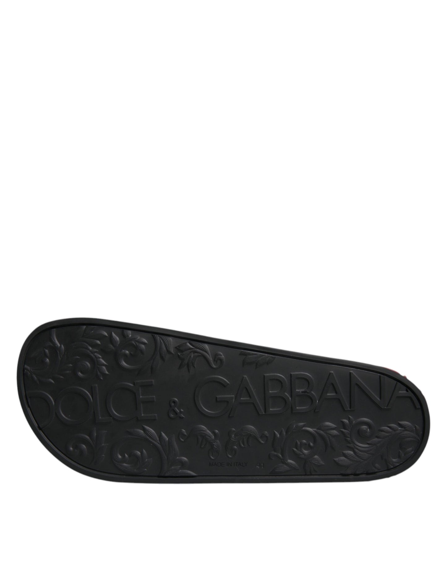 Dolce & Gabbana Black Leather Slides Sandals Beachwear Shoes Dolce & Gabbana