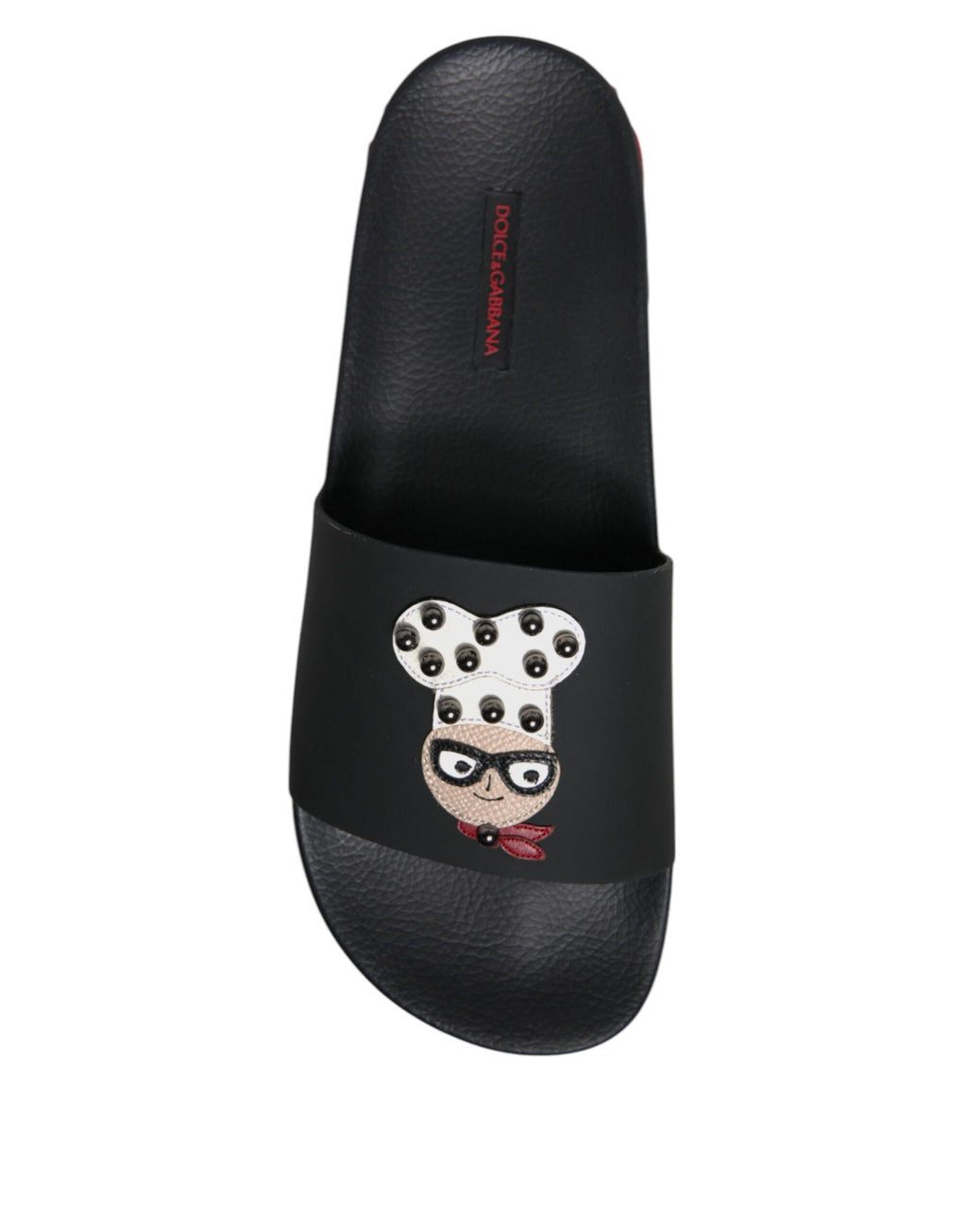 Dolce & Gabbana Black Leather Slides Sandals Beachwear Shoes - Eljoys Fashion 