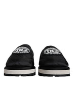 Dolce & Gabbana Black Nylon Quilted Logo Patch Sandals Slides Shoes - Eljoys Fashion 