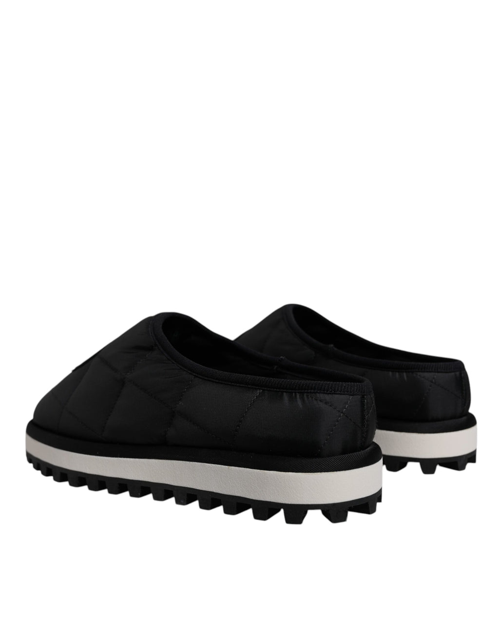 Dolce & Gabbana Black Nylon Quilted Logo Patch Sandals Slides Shoes - Eljoys Fashion 