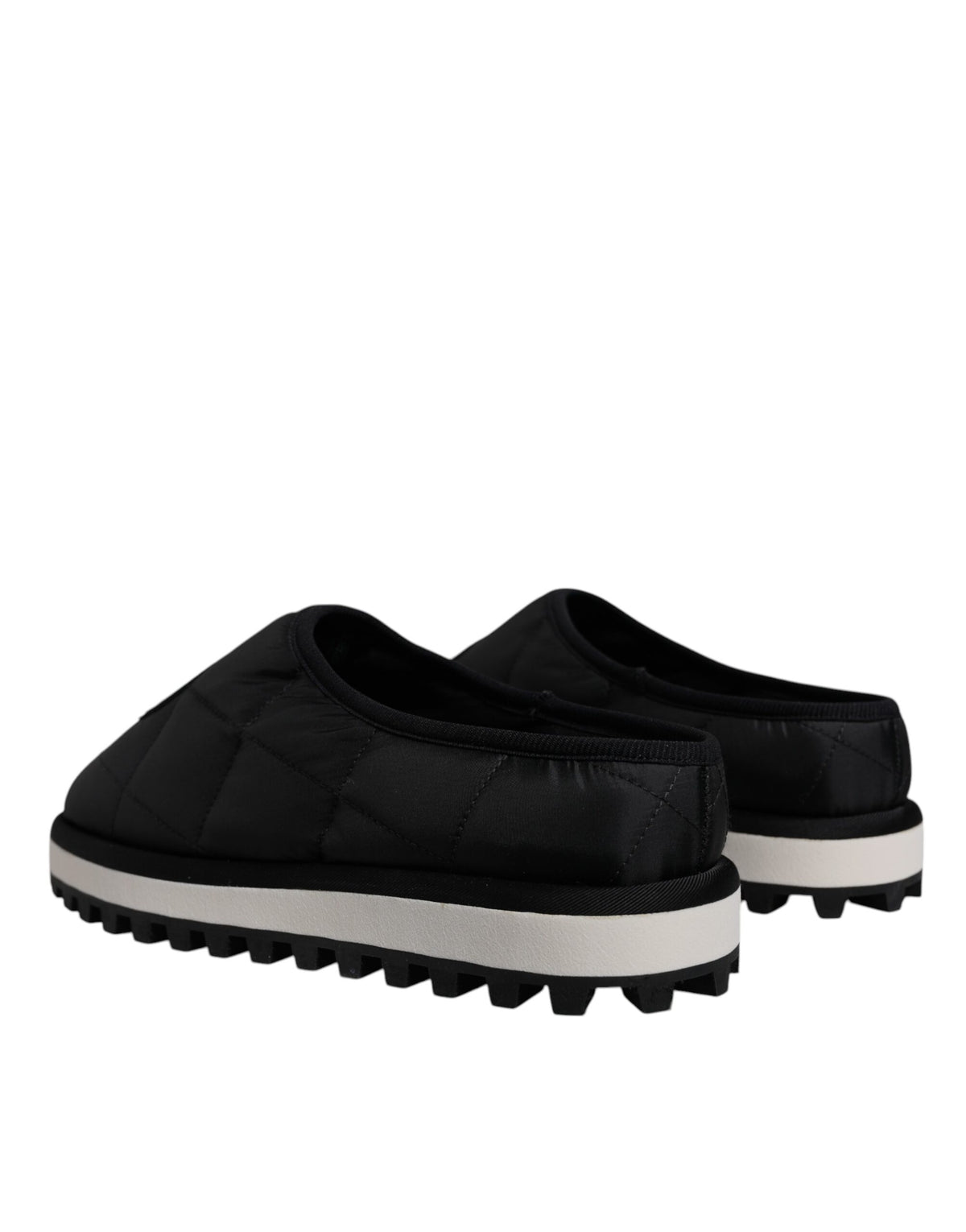 Dolce & Gabbana Black Nylon Quilted Logo Patch Sandals Slides Shoes - Eljoys Fashion 