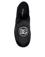 Dolce & Gabbana Black Nylon Quilted Logo Patch Sandals Slides Shoes - Eljoys Fashion 