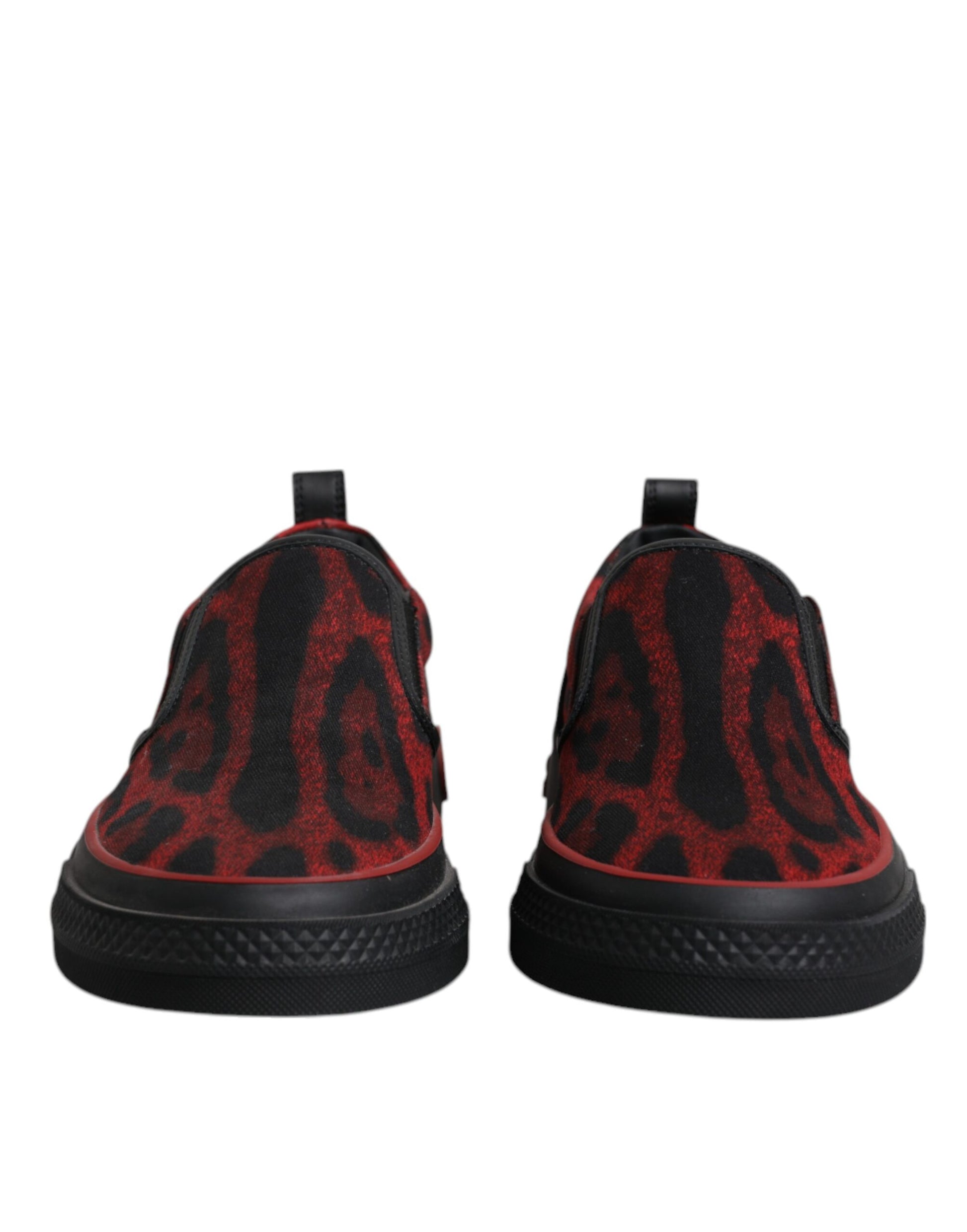 Dolce & Gabbana Red Black Leopard Cotton Men Low Top Sneakers Shoes Dolce & Gabbana