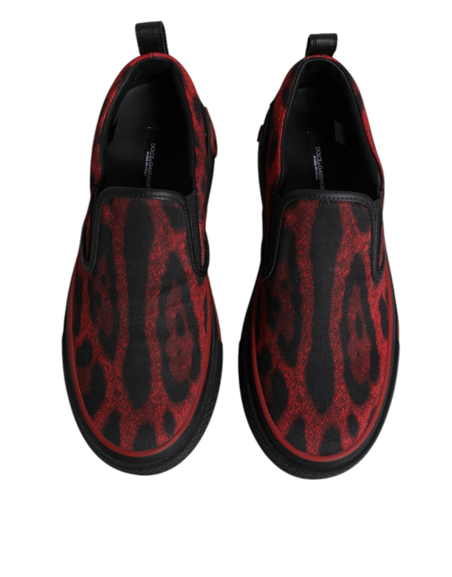 Dolce & Gabbana Red Black Leopard Cotton Men Low Top Sneakers Shoes Dolce & Gabbana