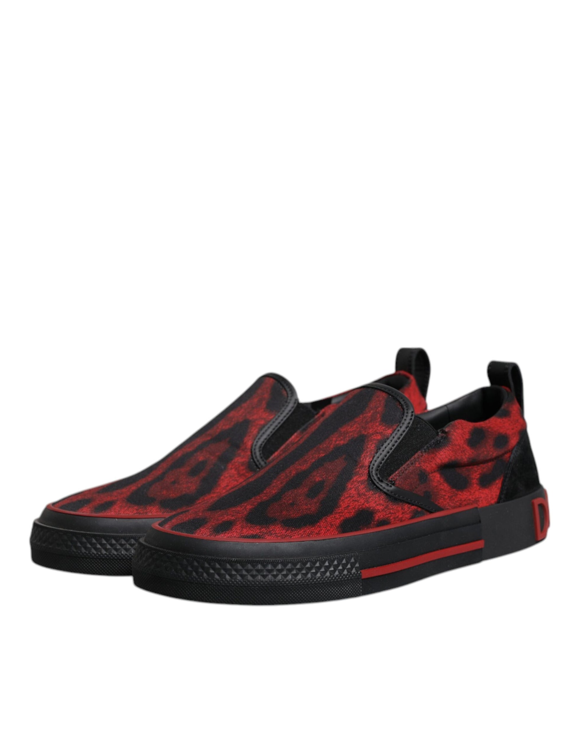 Dolce & Gabbana Red Black Leopard Cotton Men Low Top Sneakers Shoes Dolce & Gabbana