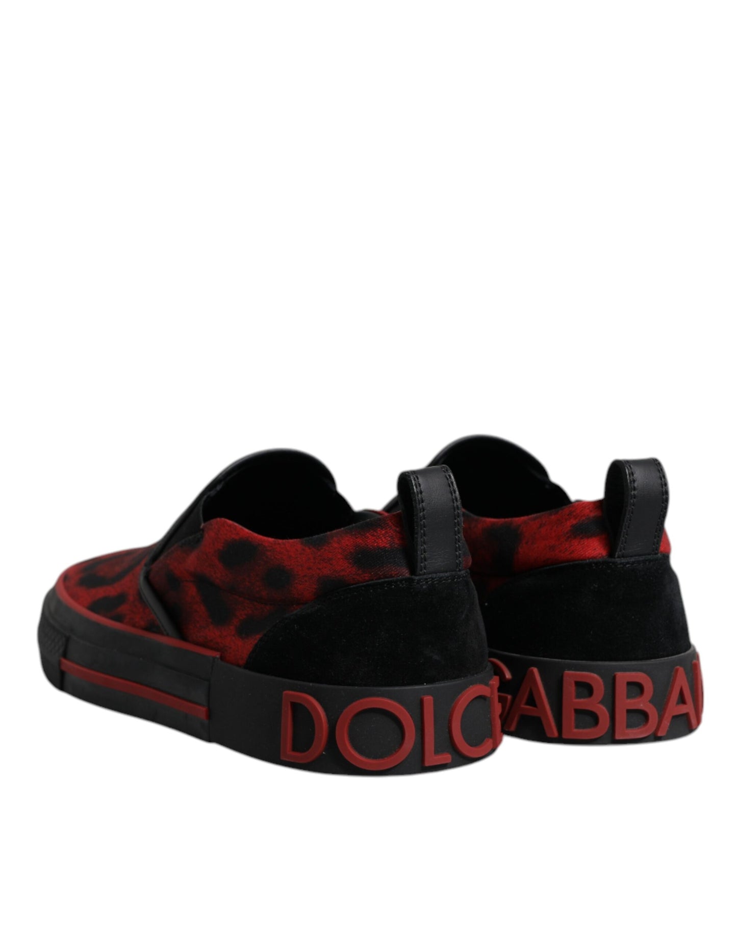 Dolce & Gabbana Red Black Leopard Cotton Men Low Top Sneakers Shoes Dolce & Gabbana