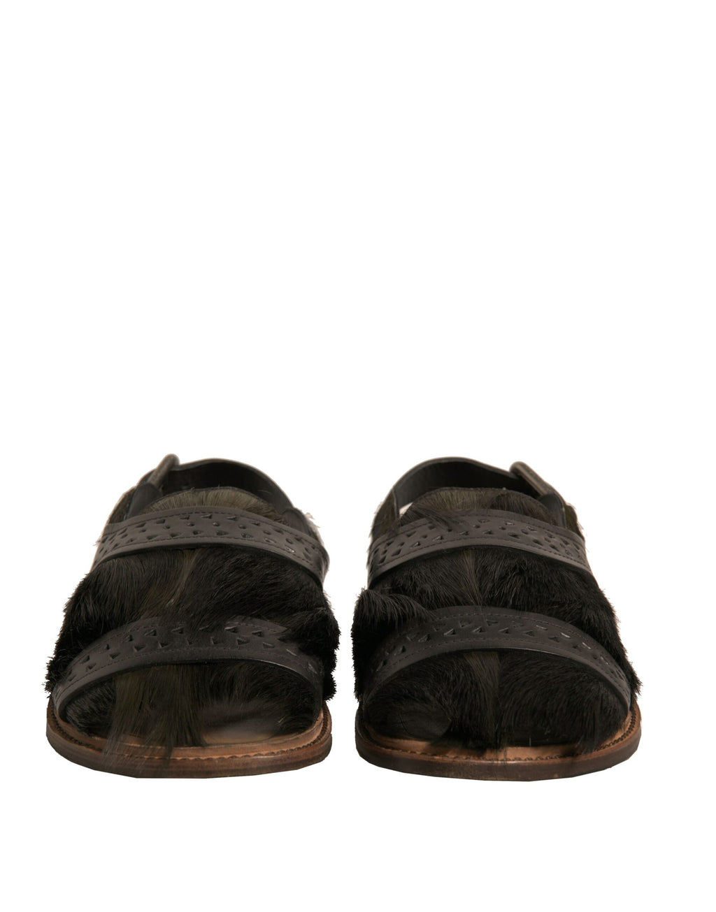 Dolce & Gabbana Green Gazelle Hair Leather Flats Sandals Shoes - Eljoys Fashion 