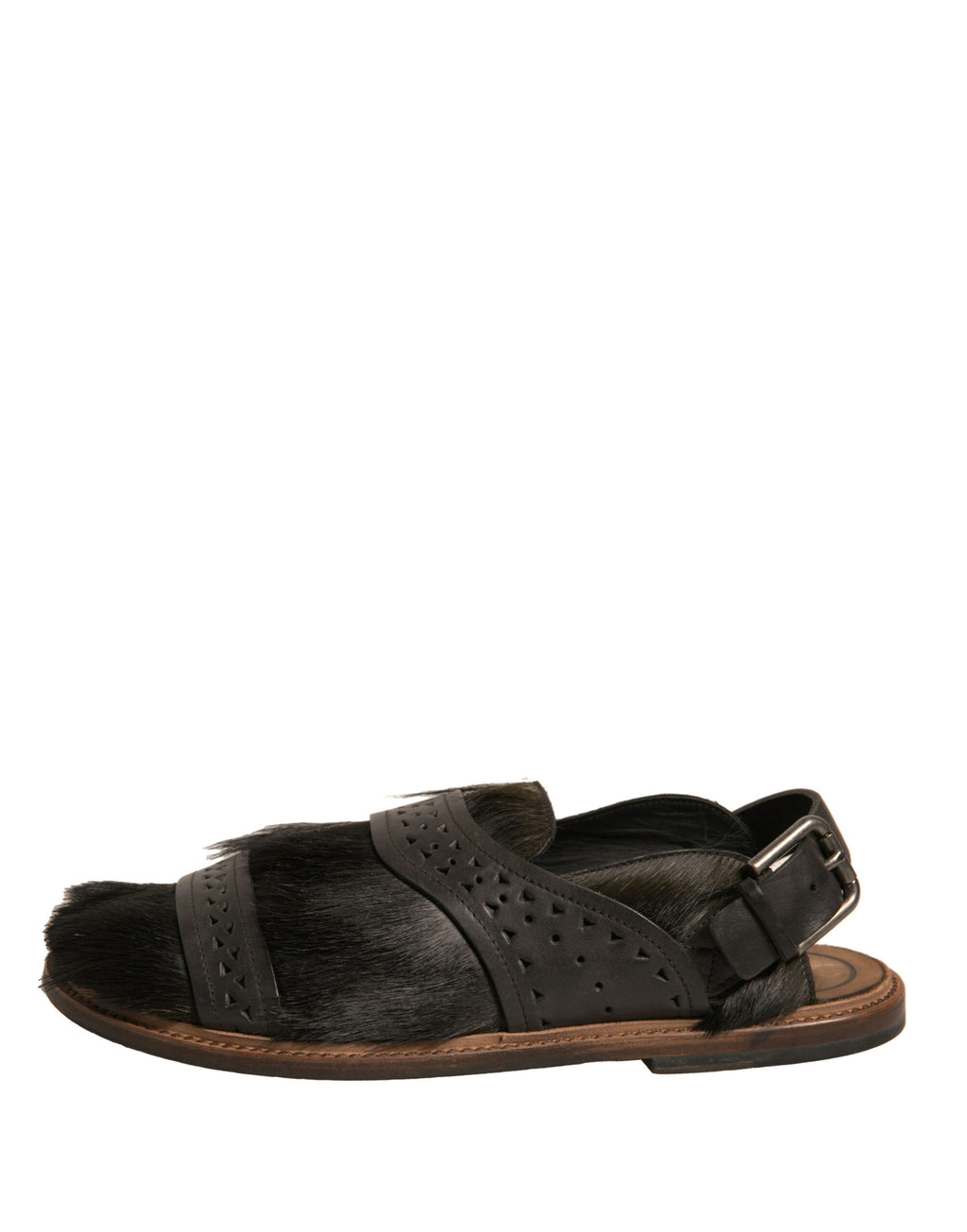 Dolce & Gabbana Green Gazelle Hair Leather Flats Sandals Shoes - Eljoys Fashion 