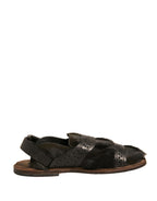 Dolce & Gabbana Green Gazelle Hair Leather Flats Sandals Shoes - Eljoys Fashion 