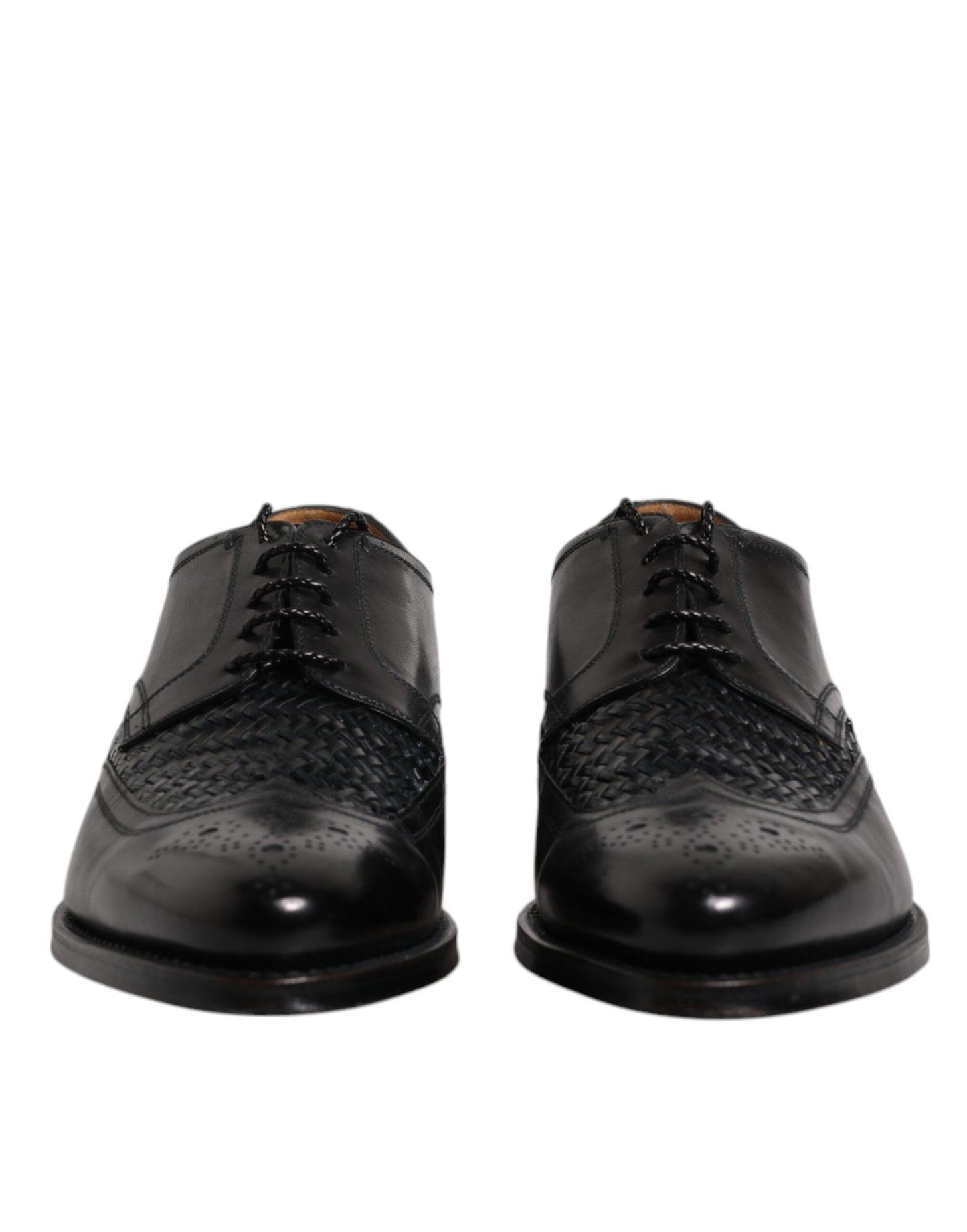 Dolce & Gabbana Black Leather Derby Wingtip Lace Up Formal Dress Shoes Dolce & Gabbana