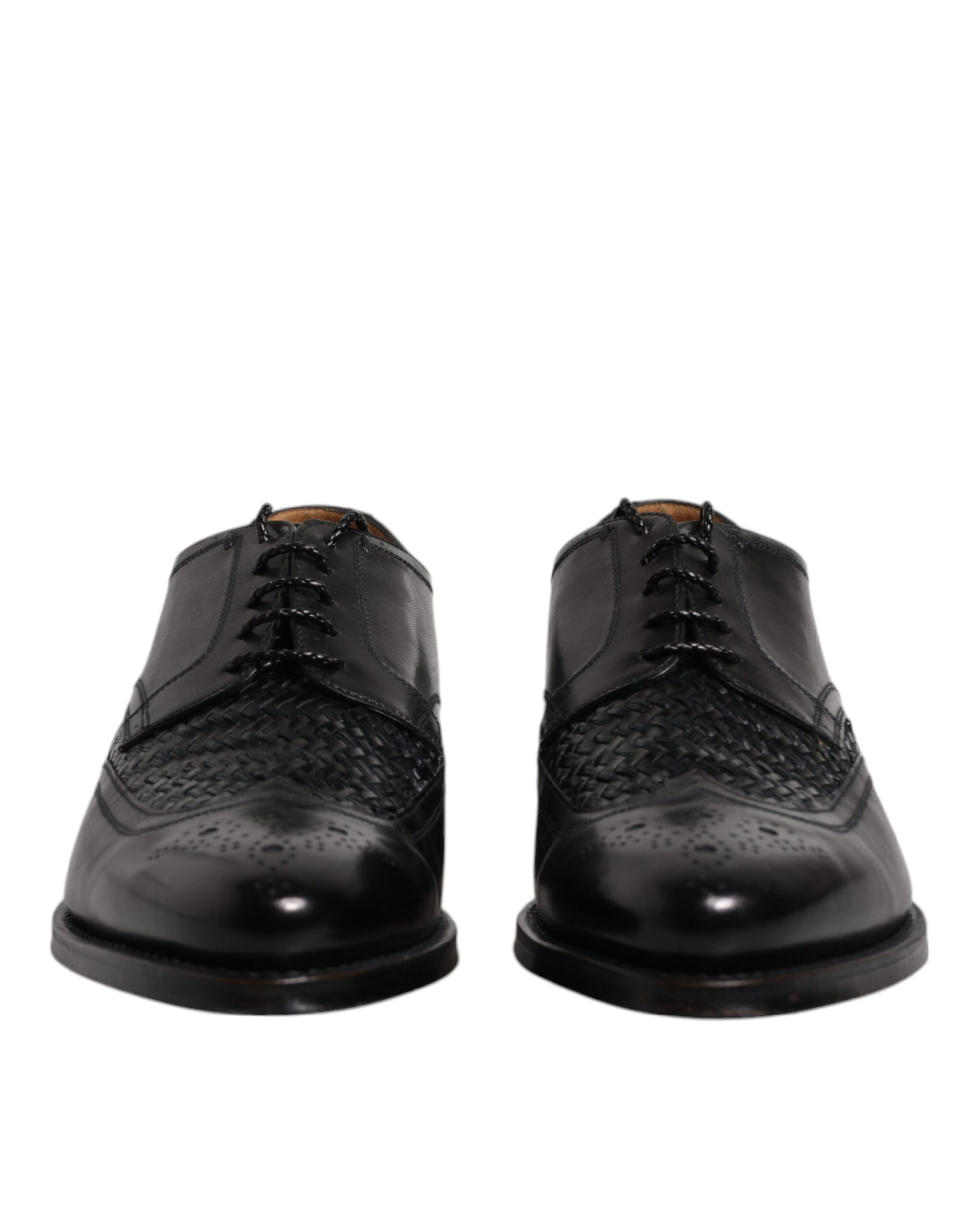 Dolce & Gabbana Black Leather Derby Wingtip Lace Up Formal Dress Shoes Dolce & Gabbana