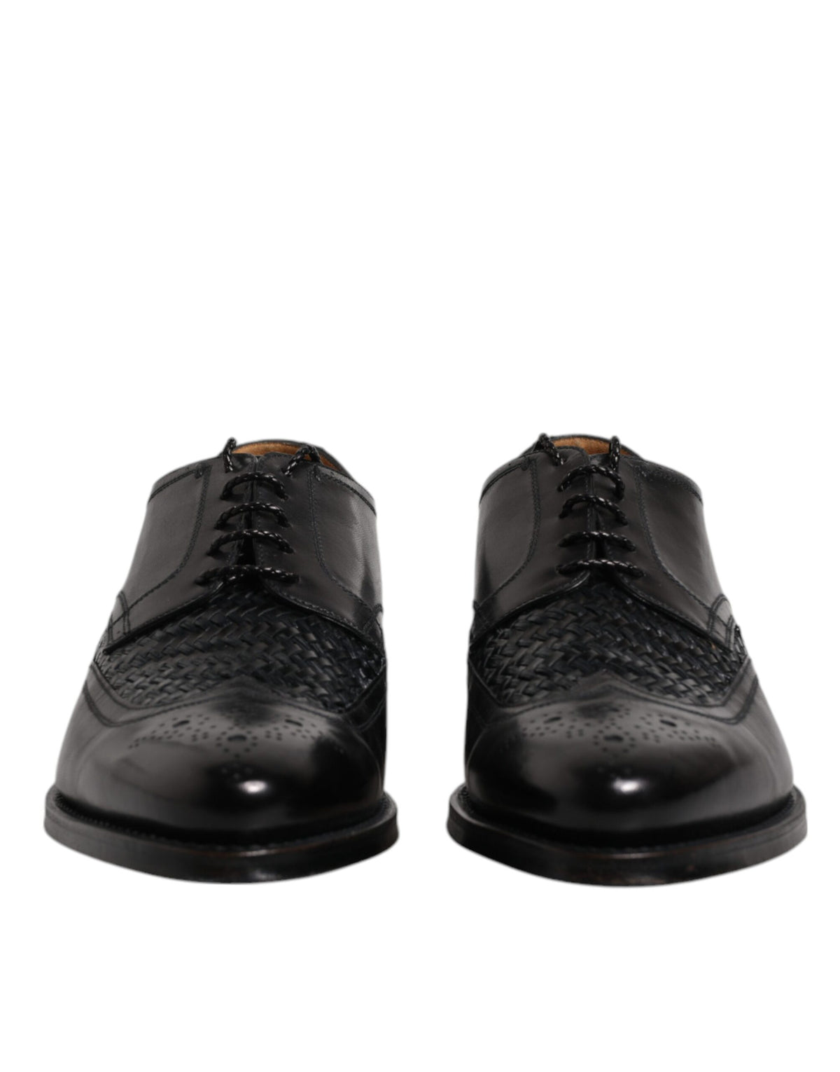 Dolce & Gabbana Black Leather Derby Wingtip Lace Up Formal Dress Shoes - Eljoys Fashion 