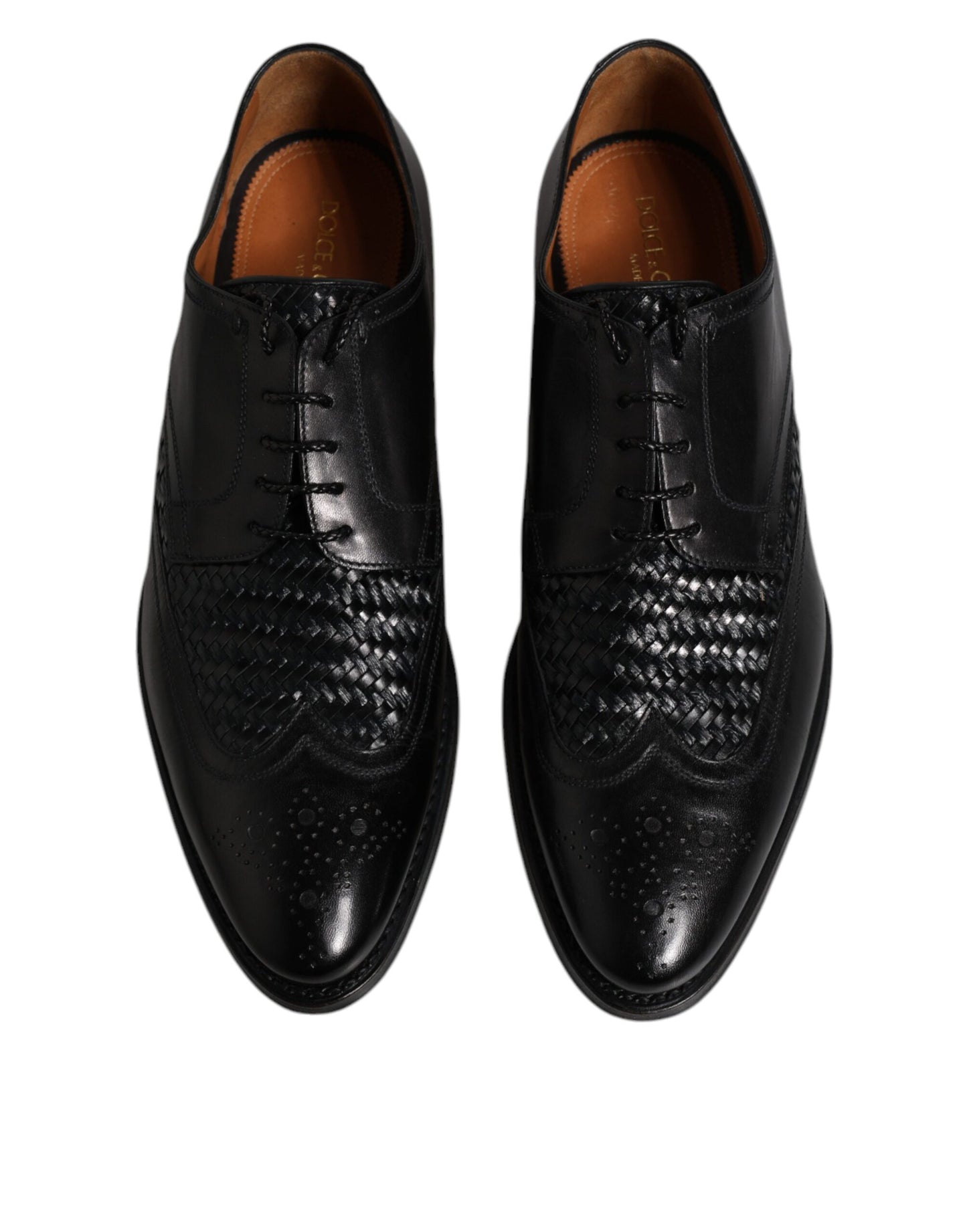 Dolce & Gabbana Black Leather Derby Wingtip Lace Up Formal Dress Shoes Dolce & Gabbana