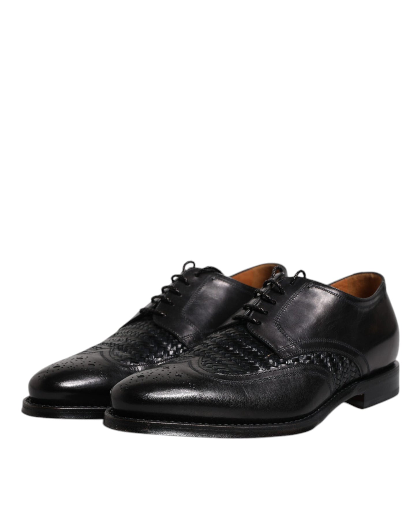 Dolce & Gabbana Black Leather Derby Wingtip Lace Up Formal Dress Shoes Dolce & Gabbana