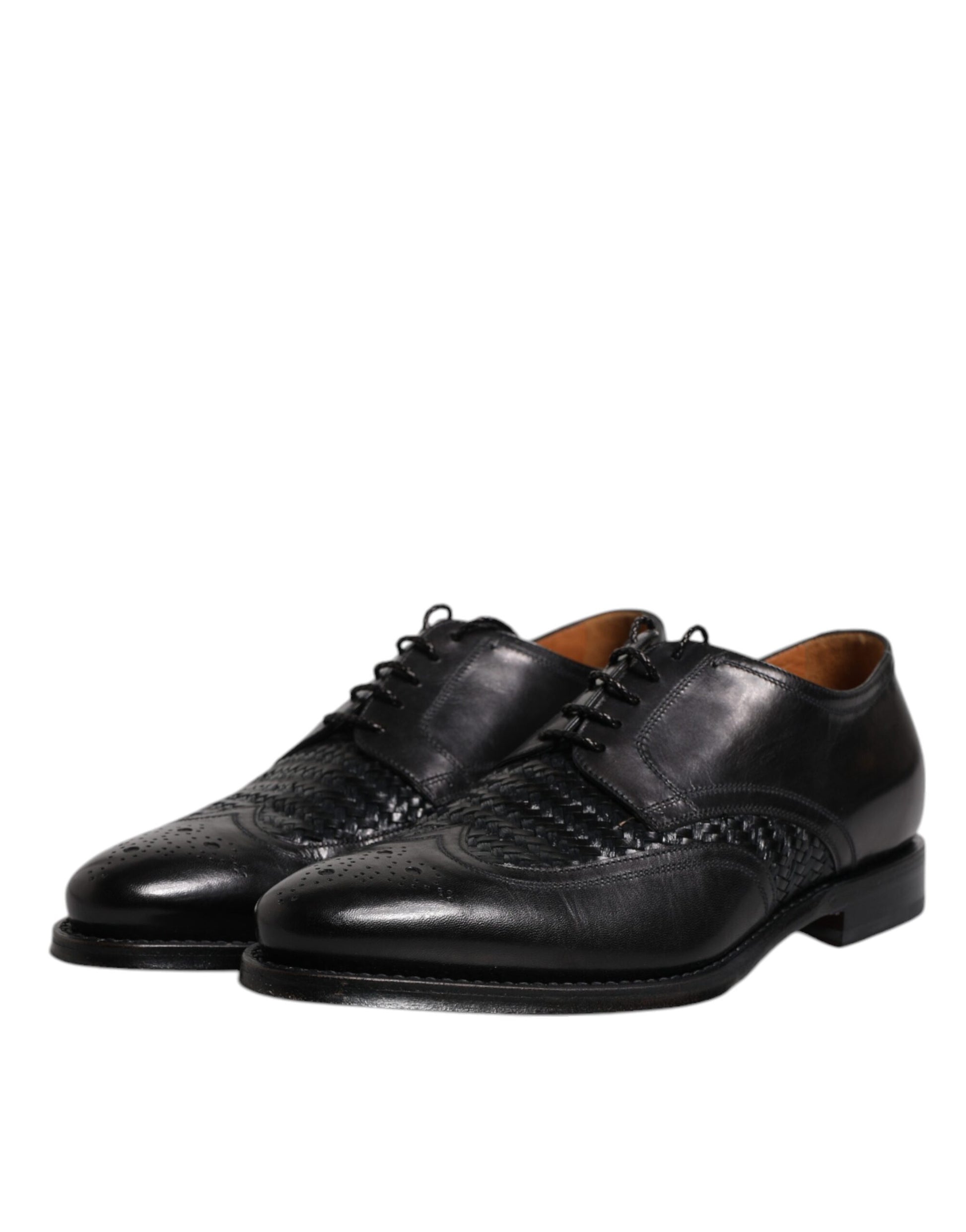 Dolce & Gabbana Black Leather Derby Wingtip Lace Up Formal Dress Shoes Dolce & Gabbana