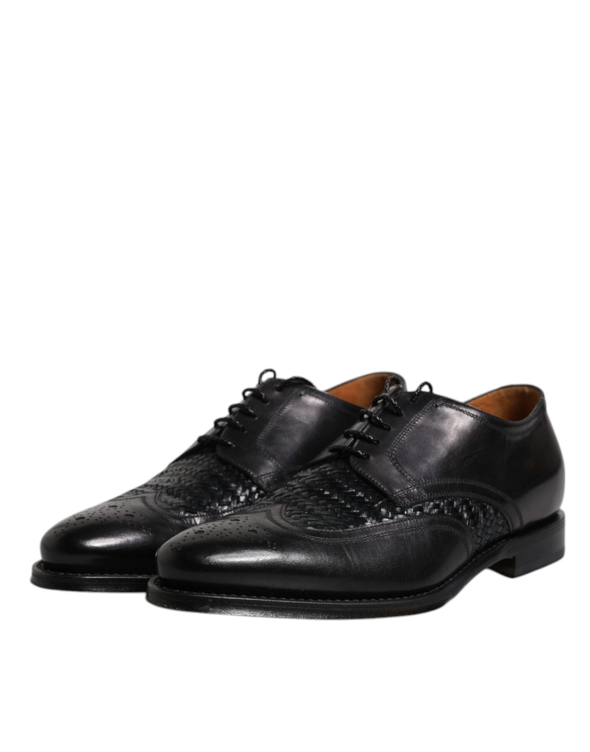 Dolce & Gabbana Black Leather Derby Wingtip Lace Up Formal Dress Shoes - Eljoys Fashion 