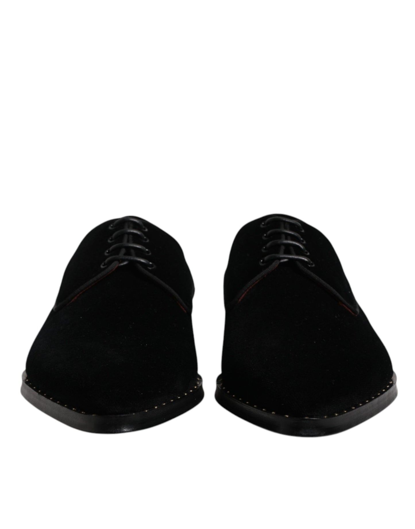 Dolce & Gabbana Black Velvet Cotton Lace Up Derby Shoes Dolce & Gabbana