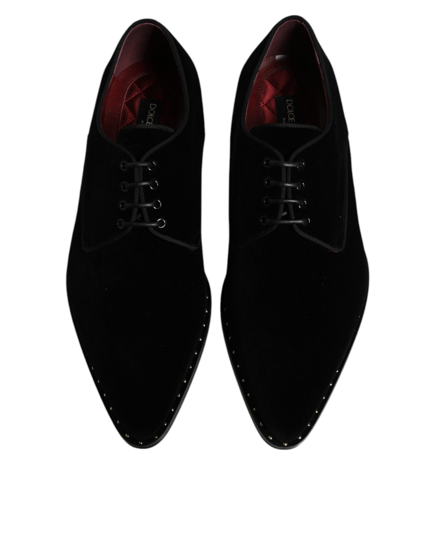 Dolce & Gabbana Black Velvet Cotton Lace Up Derby Shoes Dolce & Gabbana