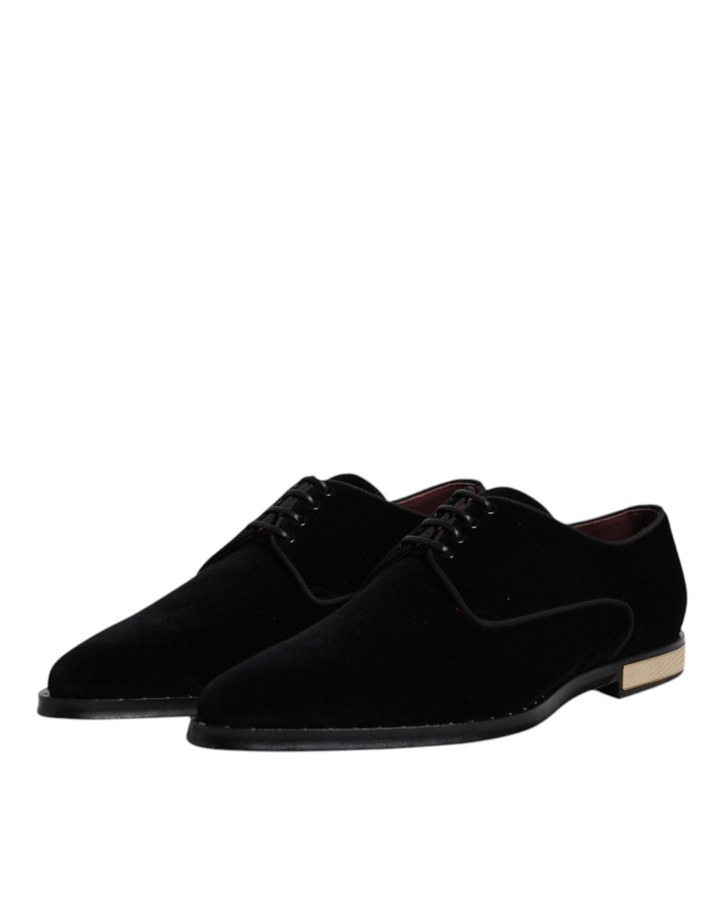 Dolce & Gabbana Black Velvet Cotton Lace Up Derby Shoes Dolce & Gabbana