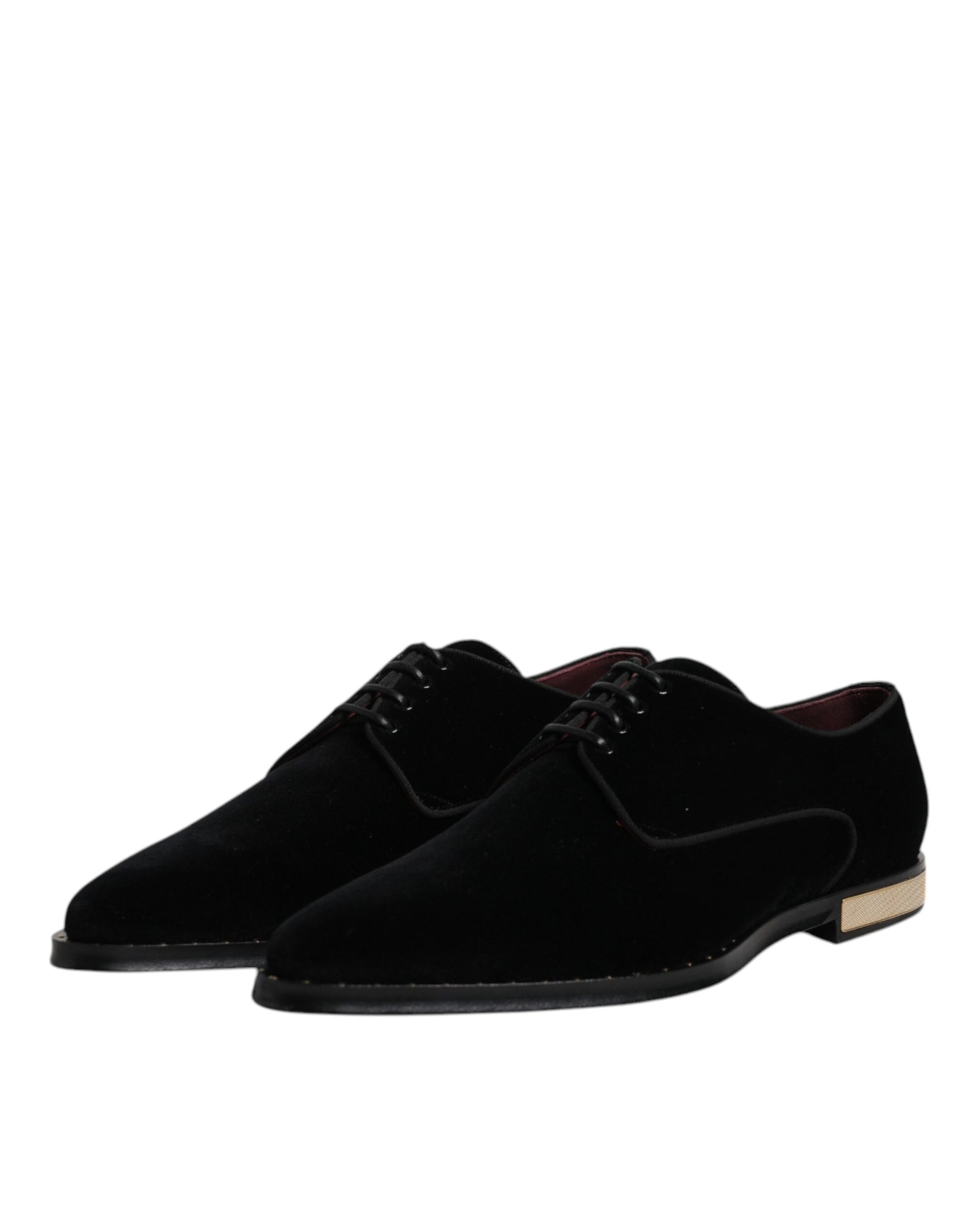 Dolce & Gabbana Black Velvet Cotton Lace Up Derby Shoes Dolce & Gabbana