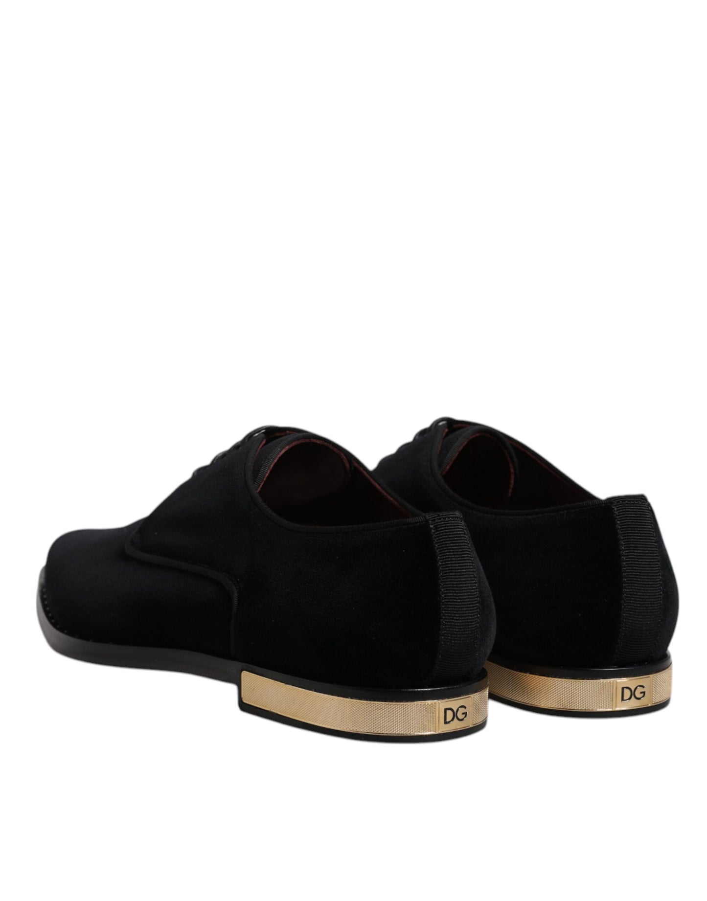 Dolce & Gabbana Black Velvet Cotton Lace Up Derby Shoes Dolce & Gabbana