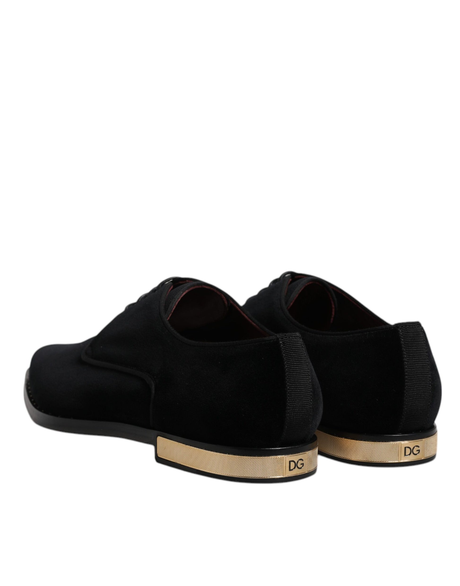 Dolce & Gabbana Black Velvet Cotton Lace Up Derby Shoes Dolce & Gabbana
