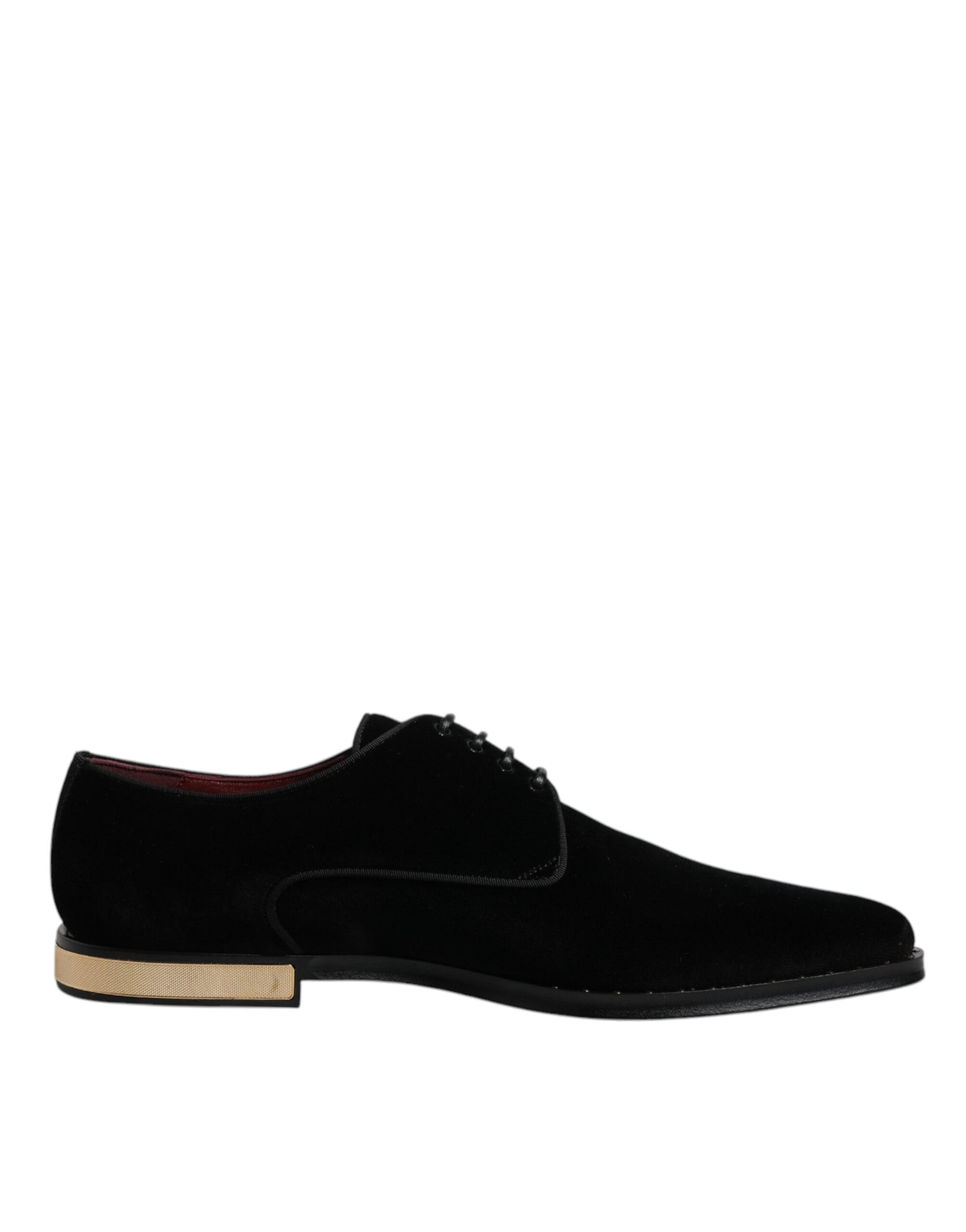 Dolce & Gabbana Black Velvet Cotton Lace Up Derby Shoes Dolce & Gabbana