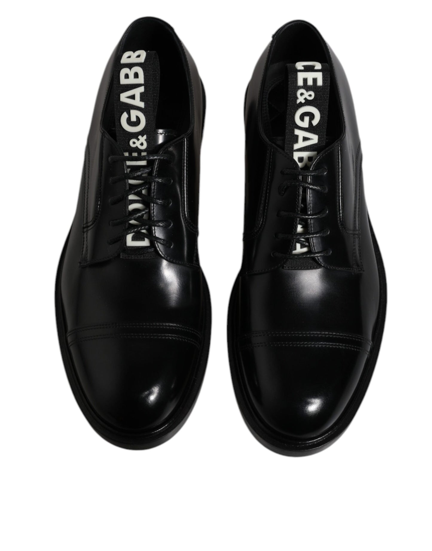 Dolce & Gabbana Black Patent Leather Derby Lace Up Formal Dress Shoes Dolce & Gabbana