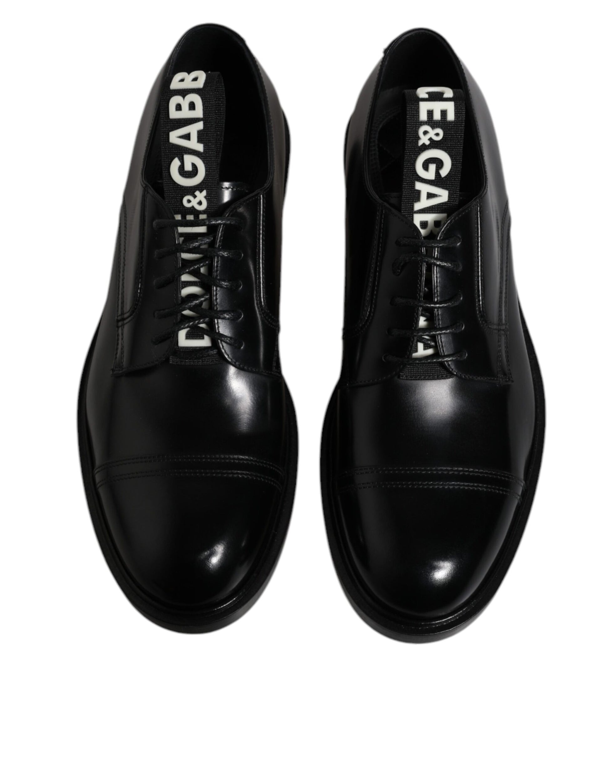 Dolce & Gabbana Black Patent Leather Derby Lace Up Formal Dress Shoes Dolce & Gabbana